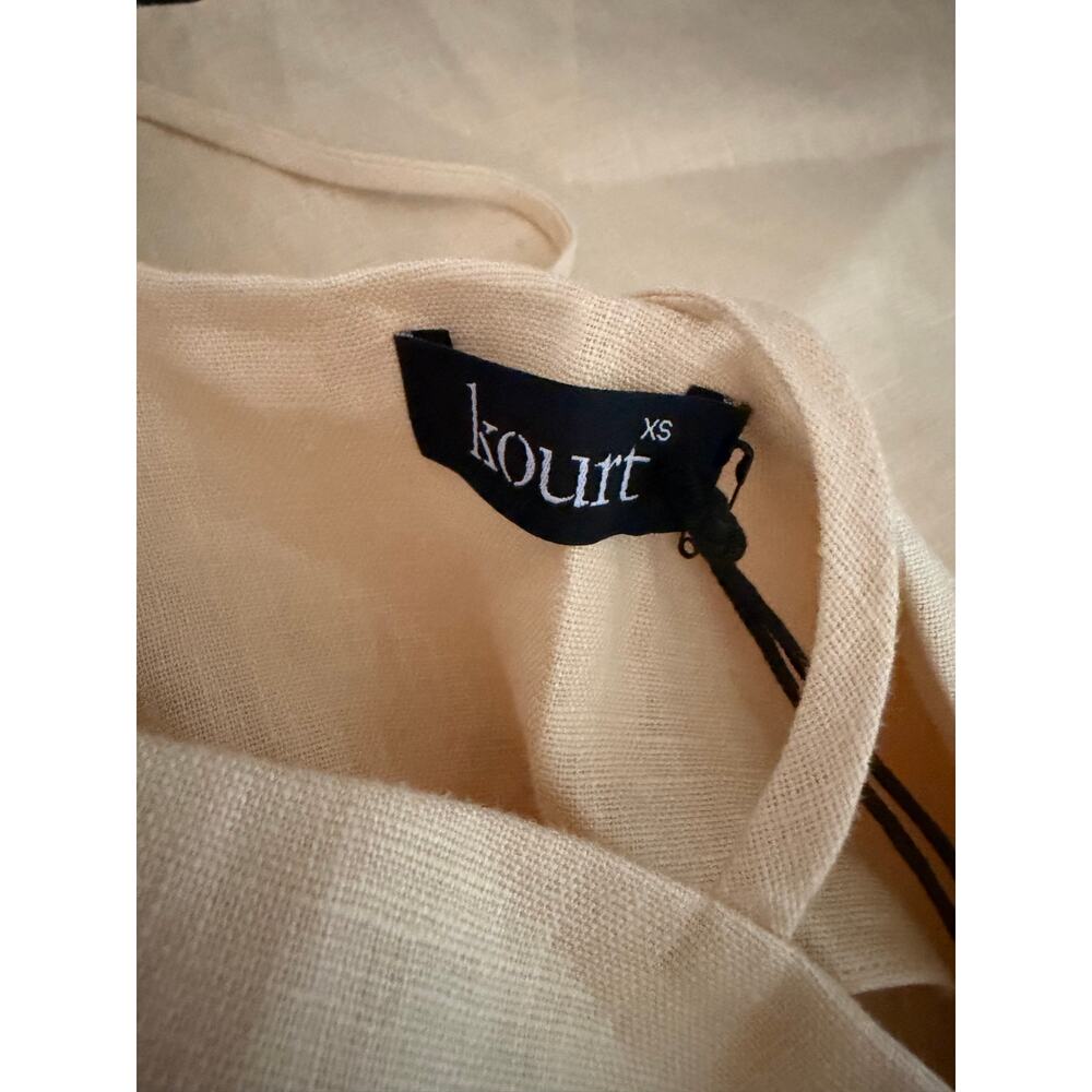 New Kourt Rosalie butter yellow dress size small 100% linen $147 - Picture 6 of 8